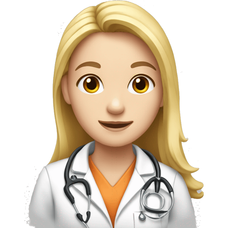 a blonde girl veterinarian with a cow emoji