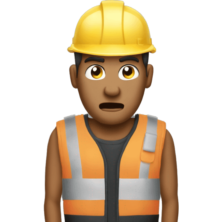 Guy ANGRY on walkie talkie in work vest emoji