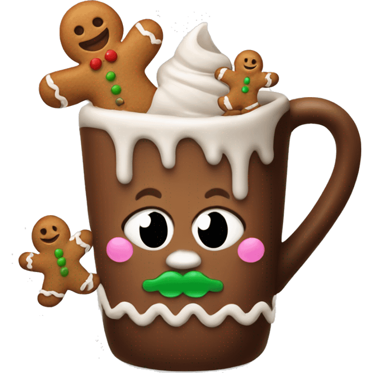 Holiday cocoa with a gingerbread emoji