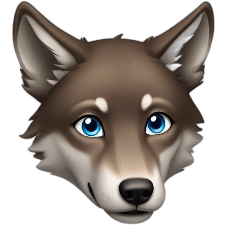 Brown female wolf blue eyes  emoji