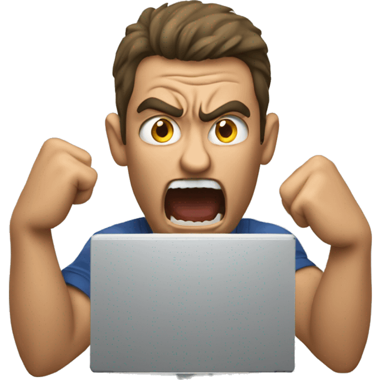 man raging in front of computer emoji