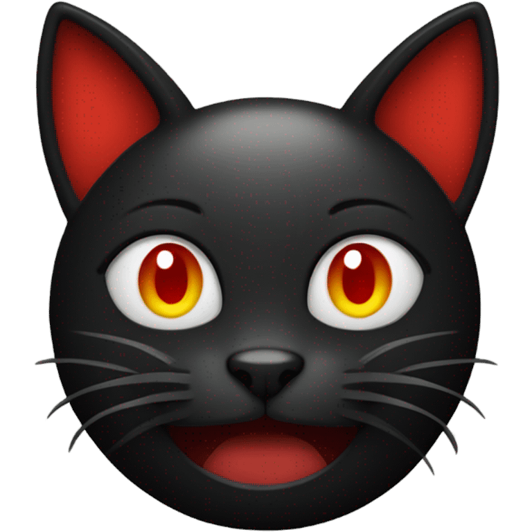 Black cat with red devil horns emoji