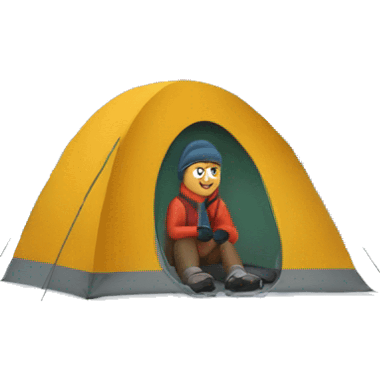 person camping in winter with snow background emoji