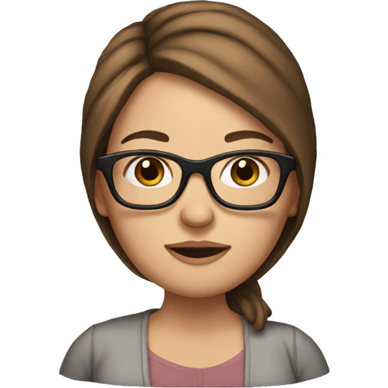 Pregnant White woman with long brown hair and glasses emoji