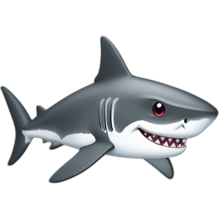 black and white countours cartoon shark standing with a camouflage cap on its head emoji