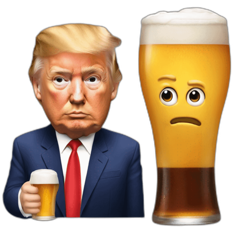 Poutine and Donald trump drinking beers emoji