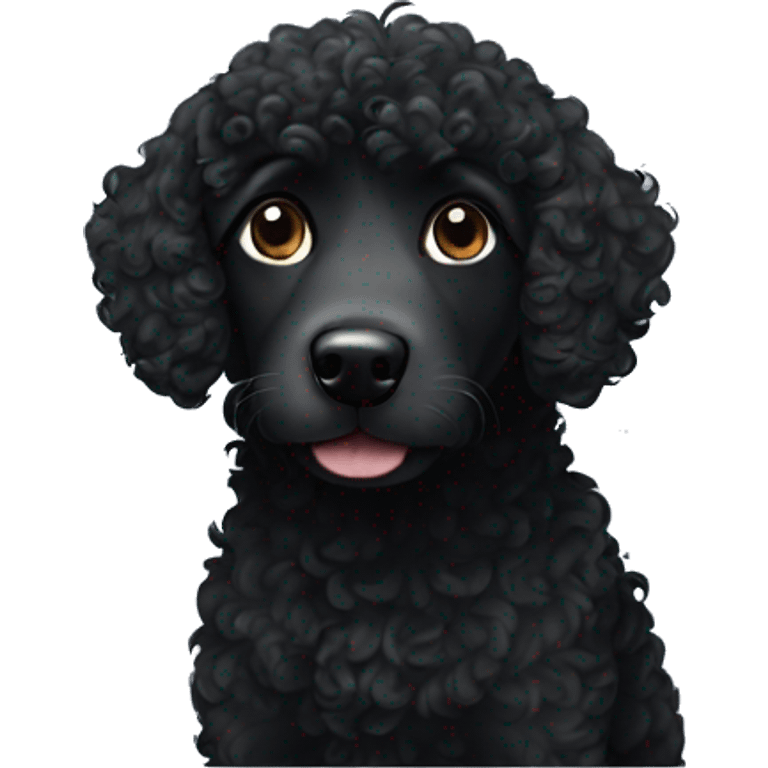 Curly haired black dog emoji