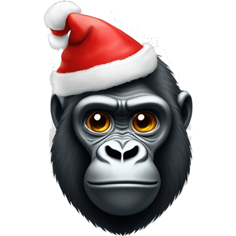 A gorilla with a Christmas hat emoji