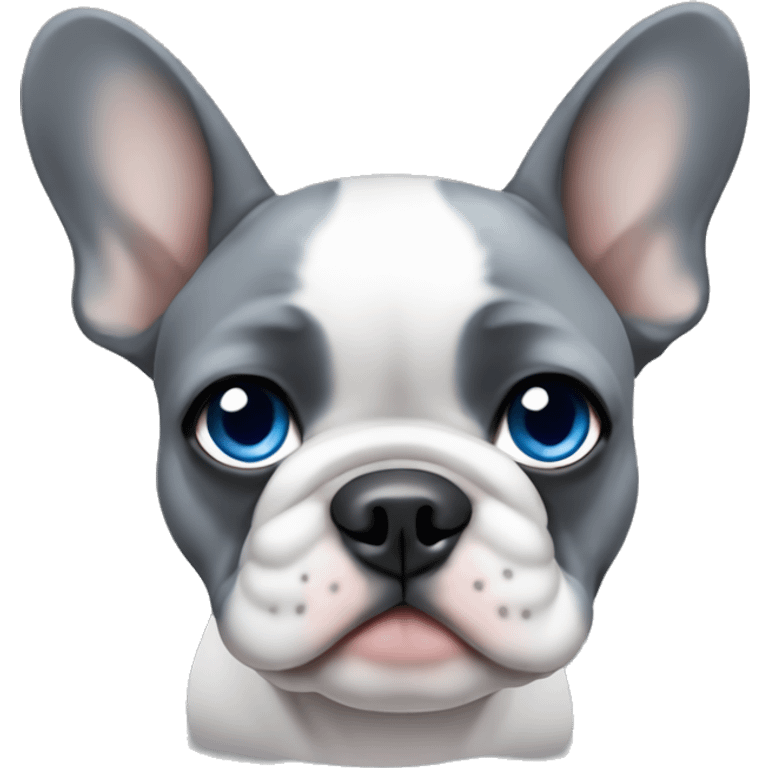 Gray French Bulldog puppy with blue eyes and a white patch on his chest emoji