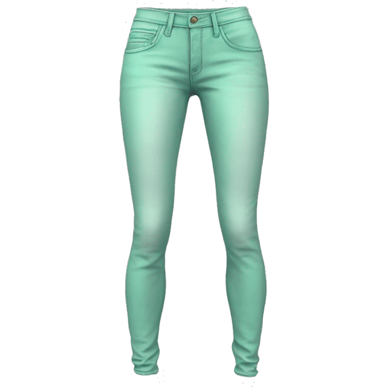 Realistic isolated pair of mint green distree jean jeggings. emoji