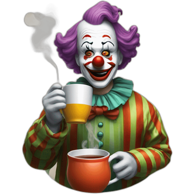 The clown drinks tea and smokes emoji