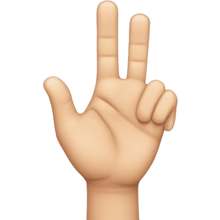 hand with three fingers raised: the index finger, middle finger, and thumb. The other fingers (ring and pinky) should be folded down. The style and color should match the standard ‘pointing up’ emoji (👆🏻), with the same skin tone and hand shape.” emoji