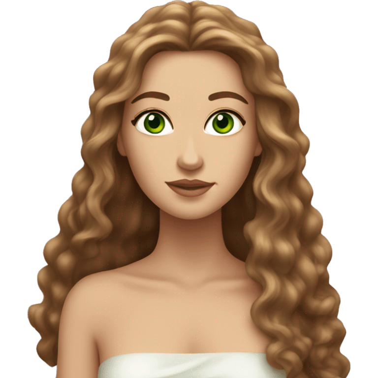 Aphrodite, long brown hair, green eyes, light skin emoji