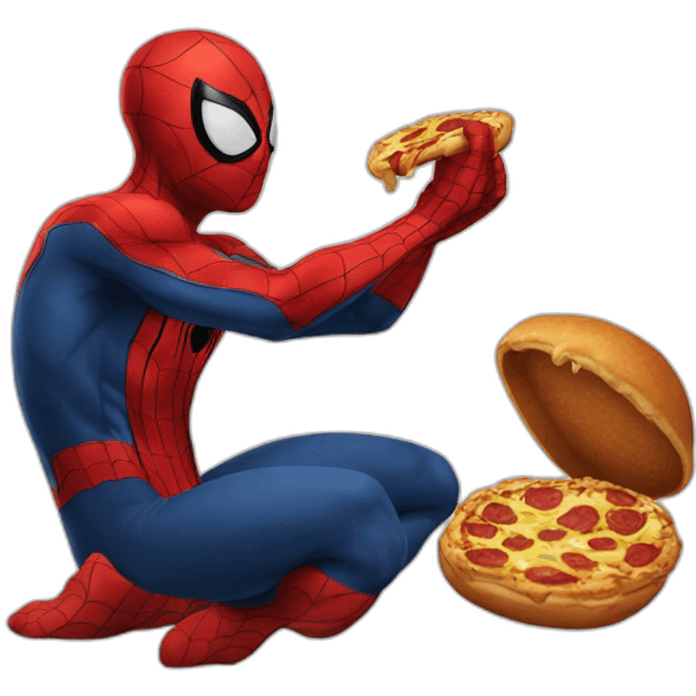 Spiderman eating humberger emoji