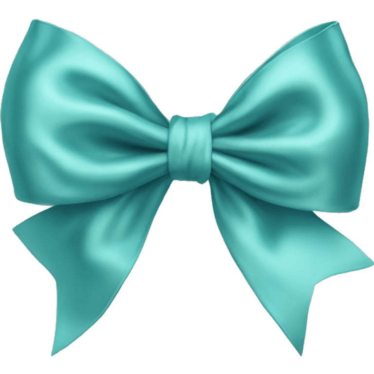 Realistic pastel teal blue silk bow emoji