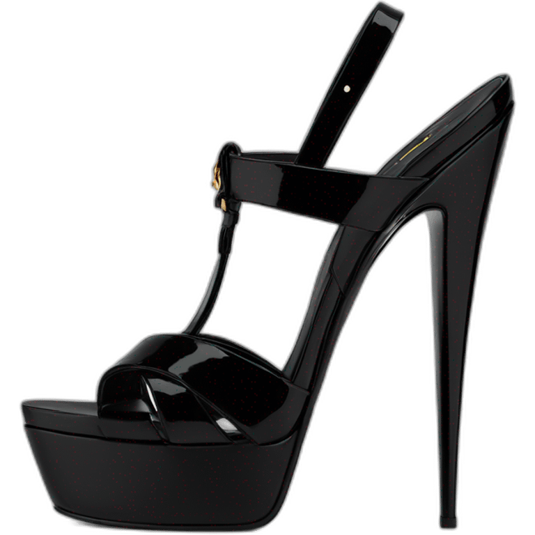 Ysl TRIBUTE heel SANDAL black PATENT LEATHER emoji