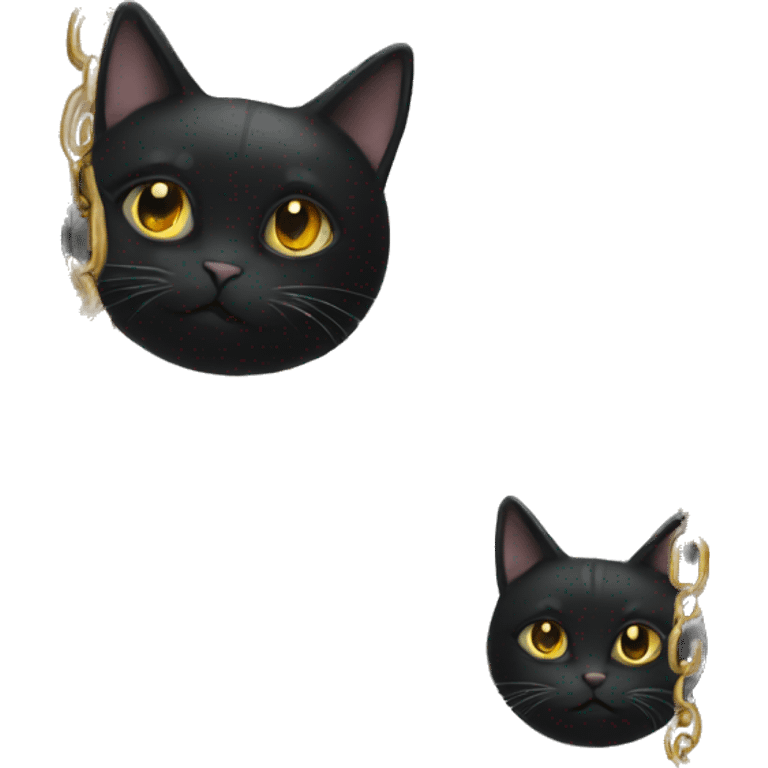 Black cat with gold chain emoji