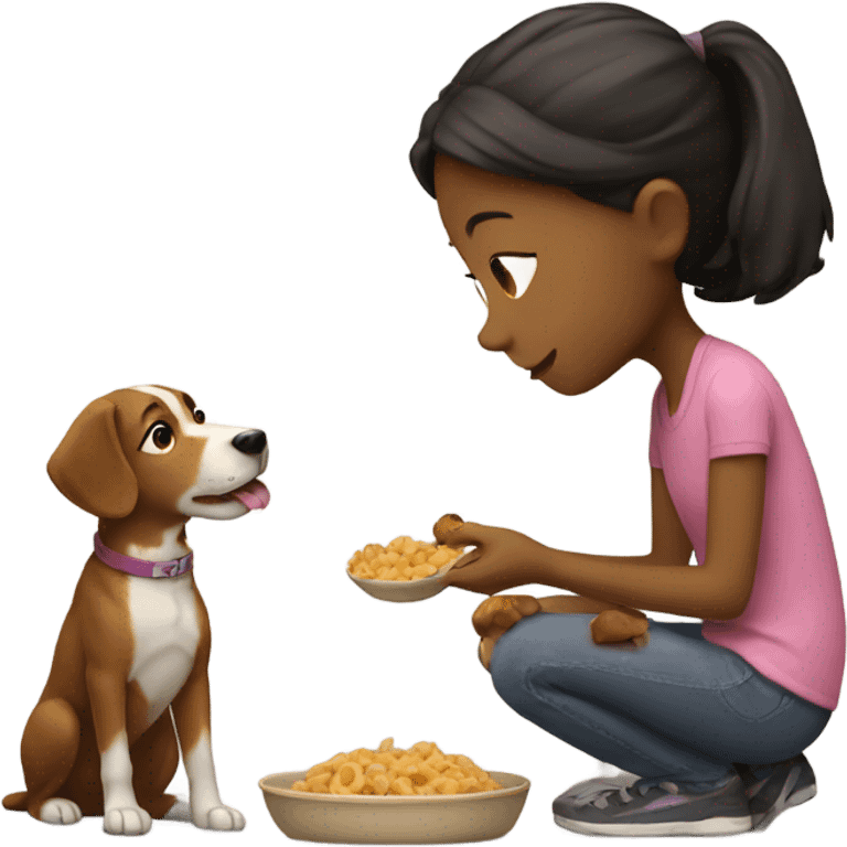 girl feeding the dog emoji