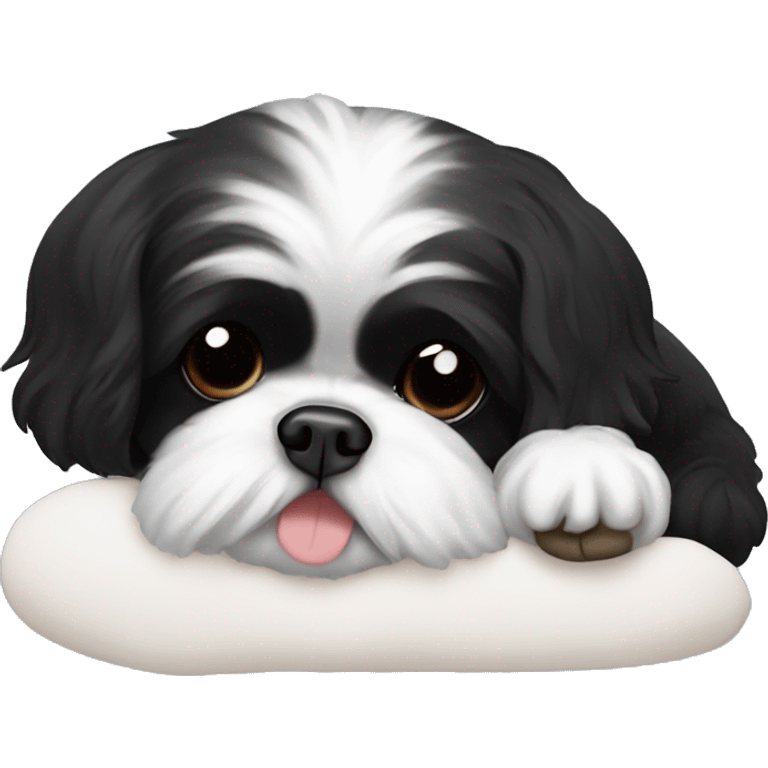 Black shih tzu laying on back emoji