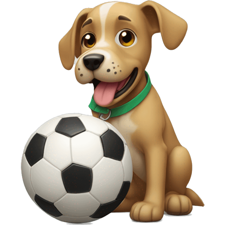 Perro con pelota futbol emoji