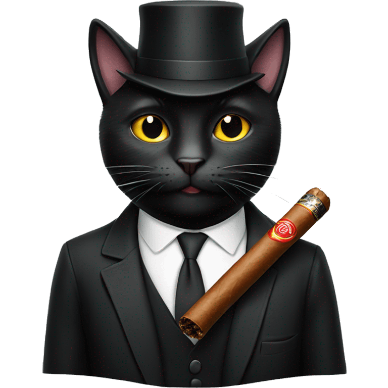 Black cat with a cigar emoji