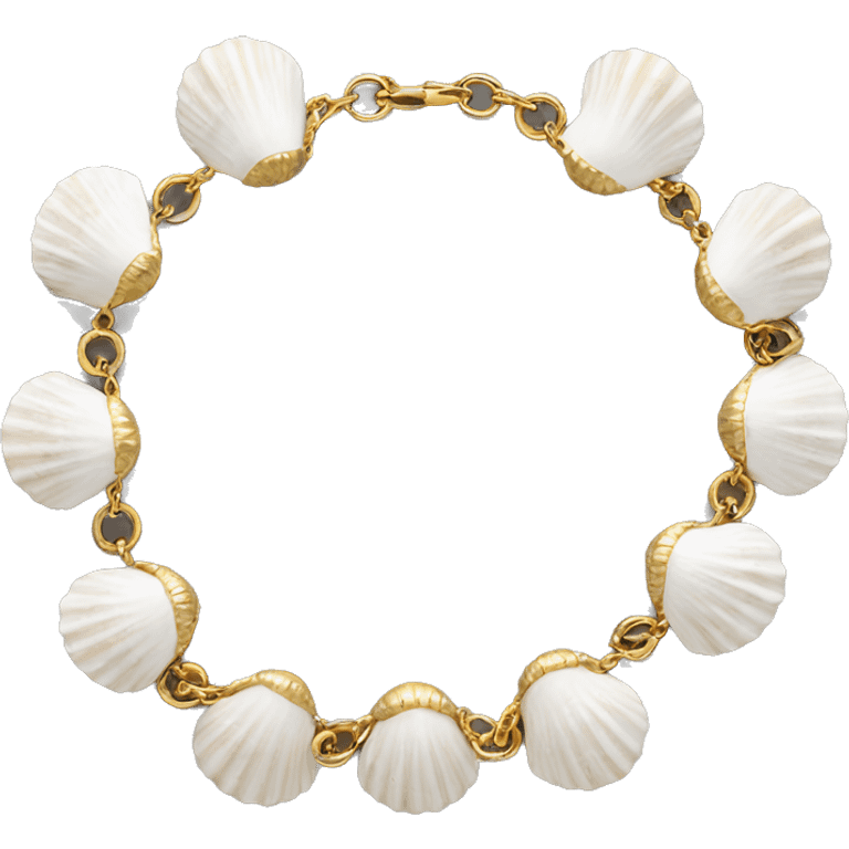 Shell necklace made out of small white shells linked together with gold chain  emoji