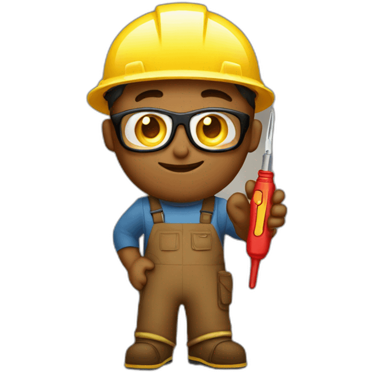 brown electrician with golden glasses with a red screwdriver in his hand emoji