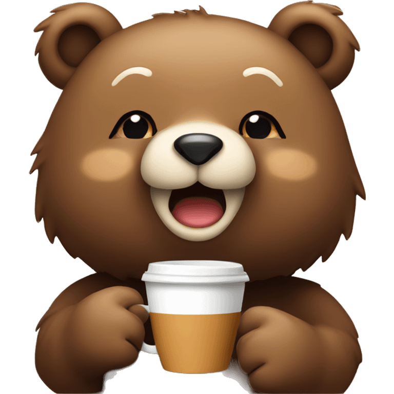 cute bear with coffee emoji