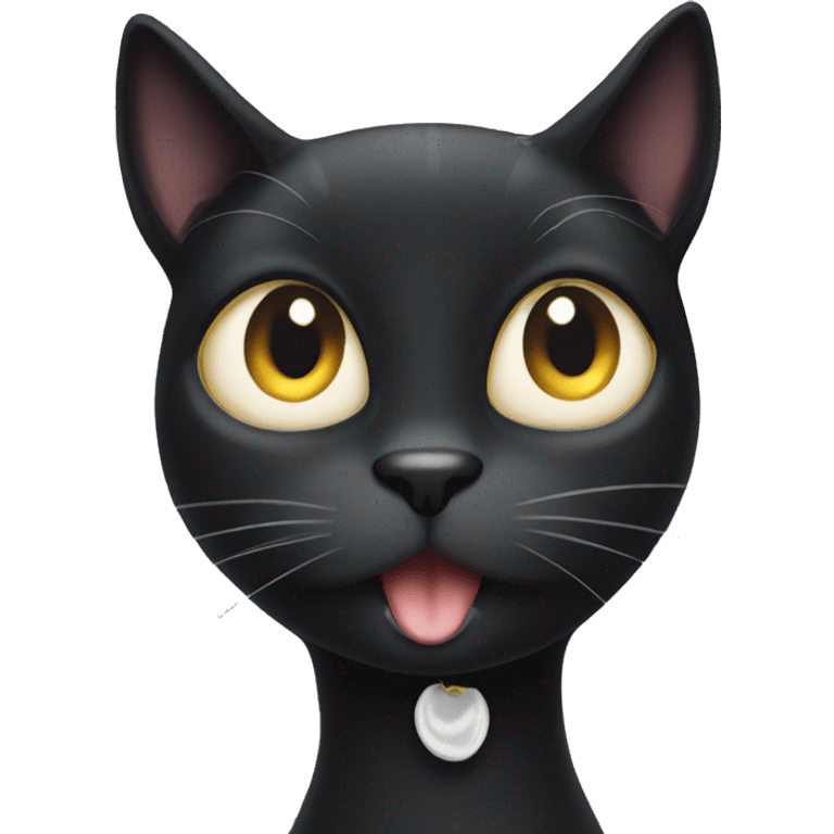 Black cat with white spot on her neck emoji