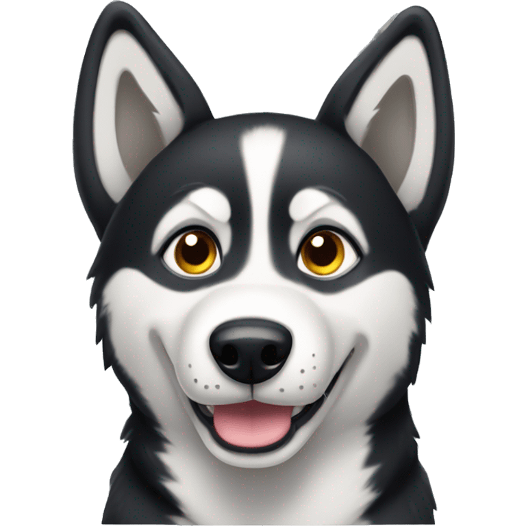 Black husky with floppy ears  emoji