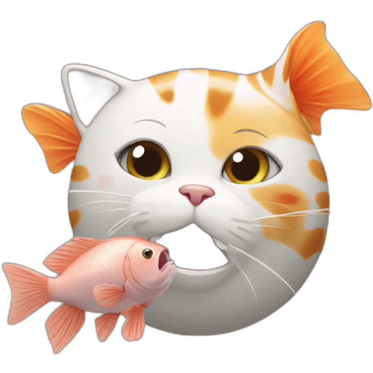 cat and fish playing together emoji