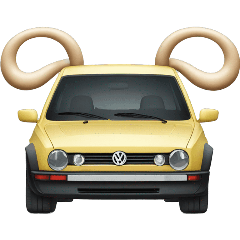 Volkswagen Golf with bull horns on the front emoji