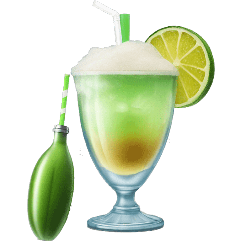 Realistic new orleans long tall frozen hand grenade daiquiri drink isolated.  emoji