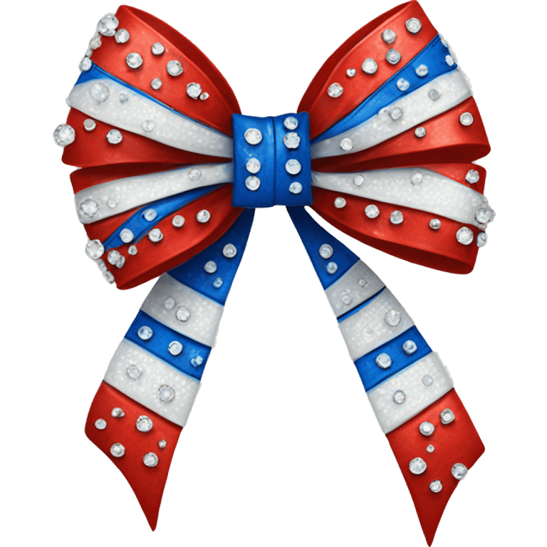 red blue and white bow with rhinestones  emoji