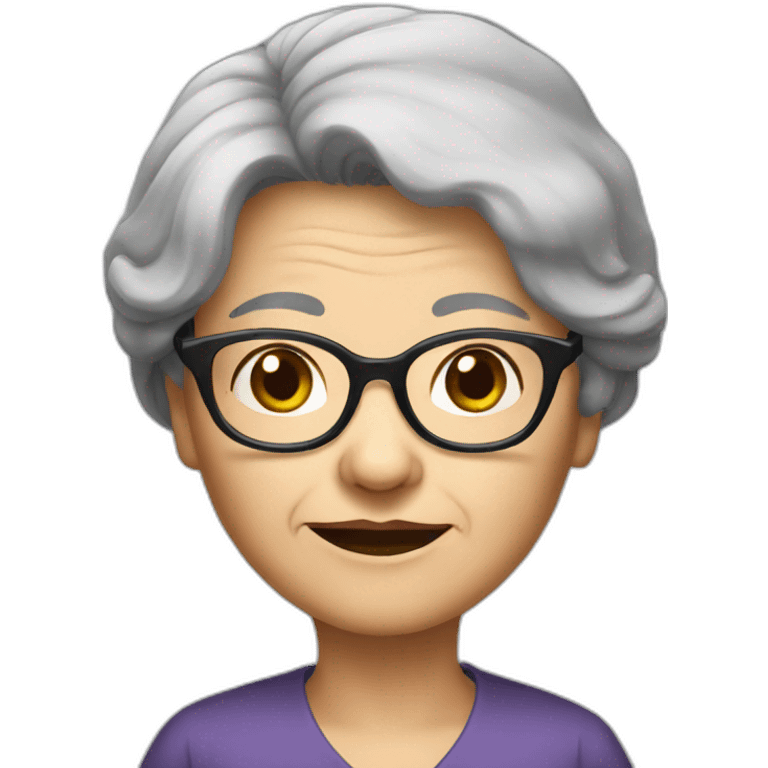 Old lady Vietnamese very black hair glasses emoji