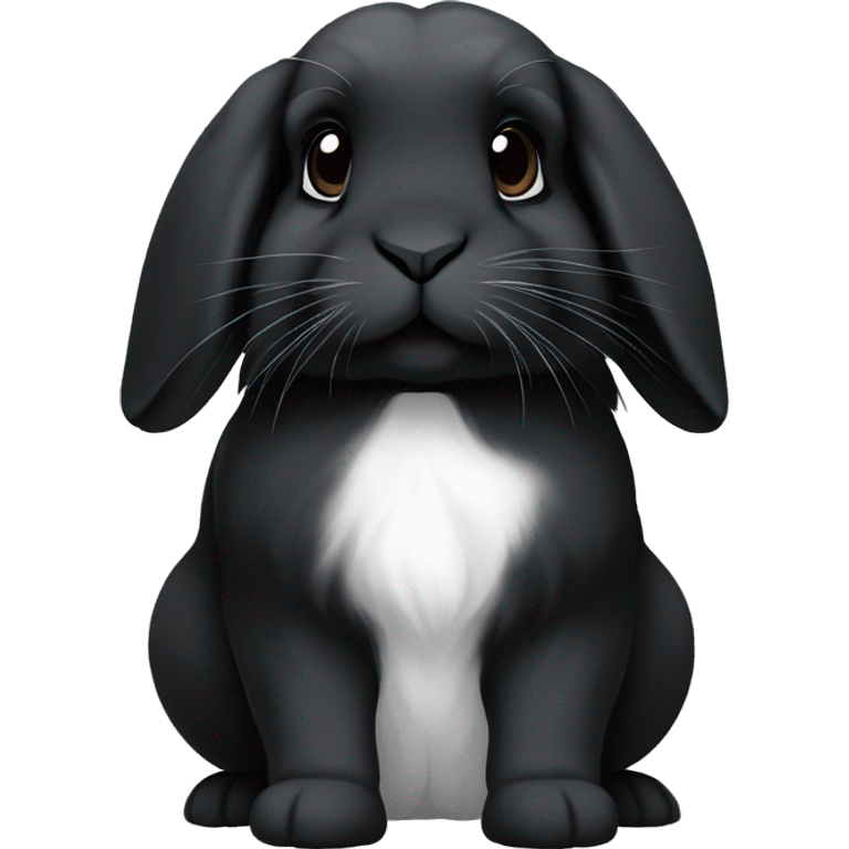 black holland lop bunny (portrait, facing forward, iOS 17 style, happy) emoji