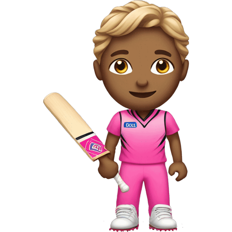 a cricket player wearing a pink dress emoji