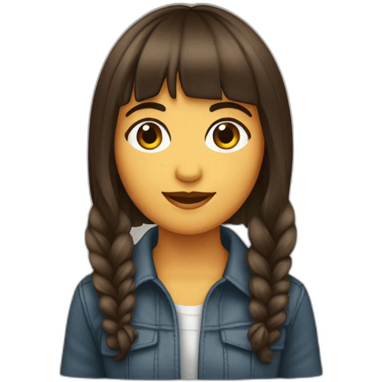 Fille brune avec une frange rideau emoji