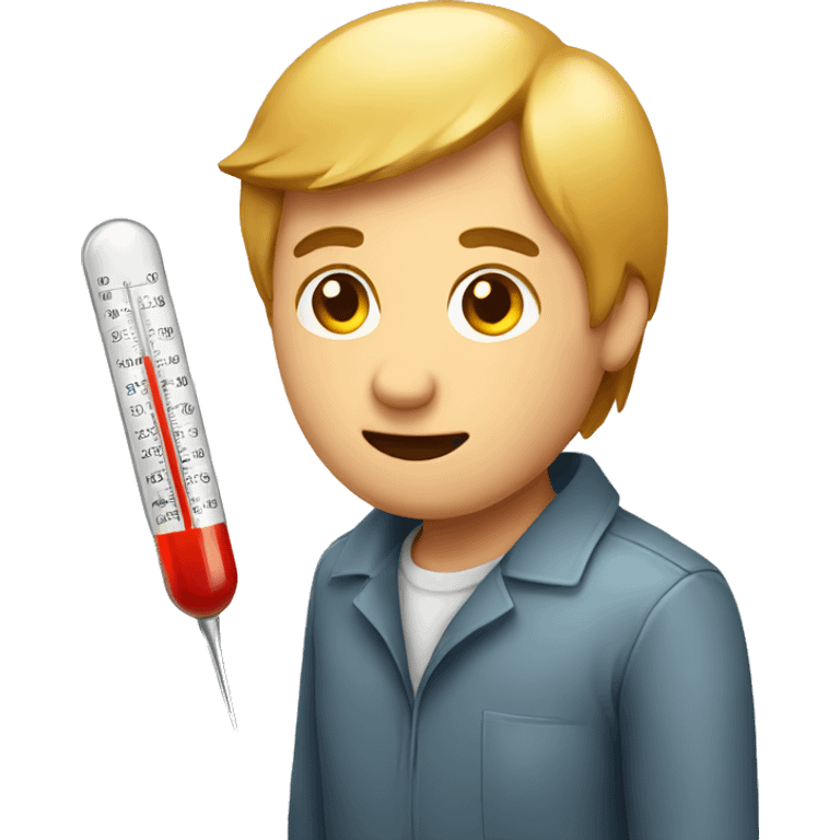 man, fever, high temperature thermometer emoji