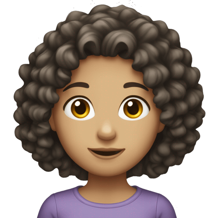 Caucasian girl long dark curly hair  emoji