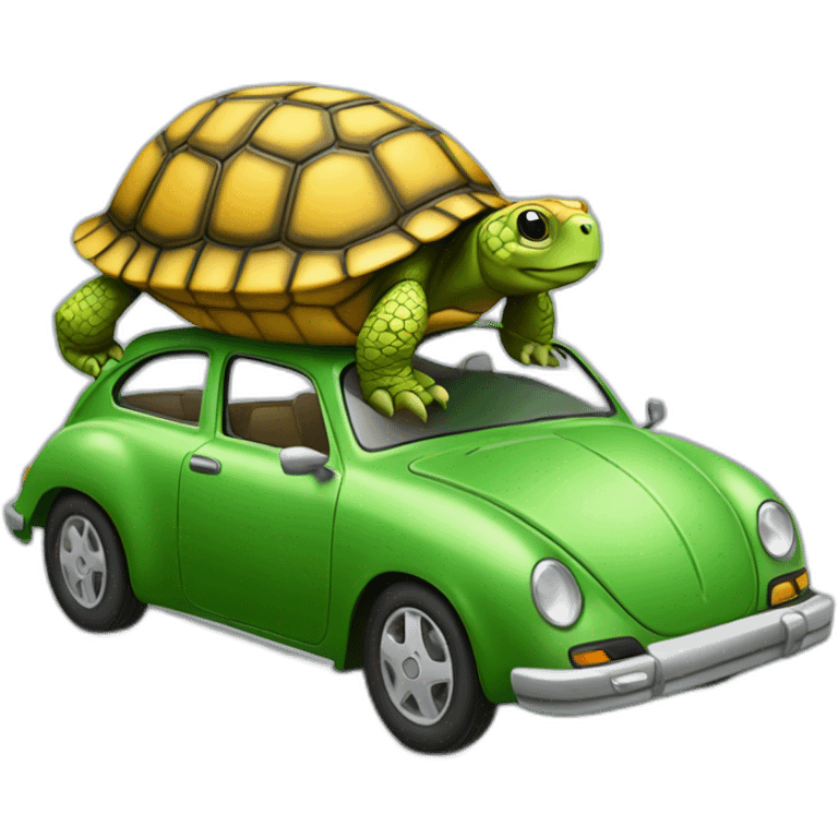 Tortue sur une voiture emoji