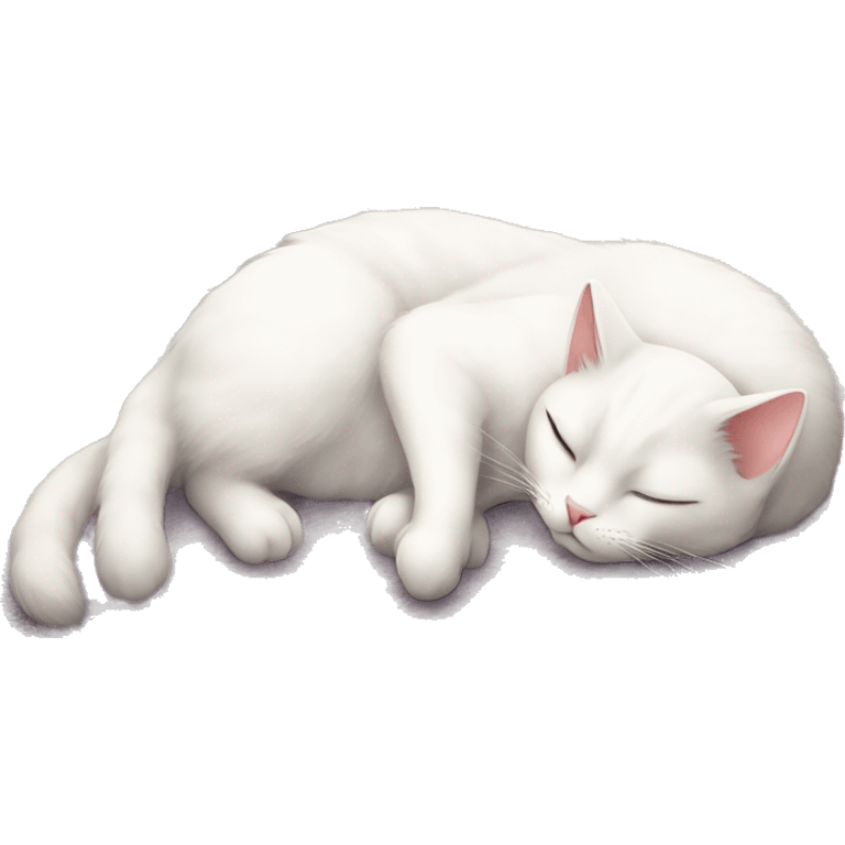 White cat sleeps sweetly on the rug emoji