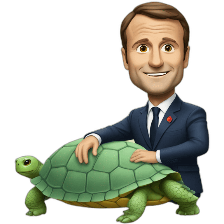 Macron sur tortue emoji