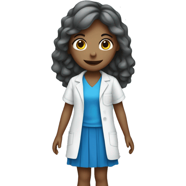 Girl doing science wearing a blue layered dress emoji