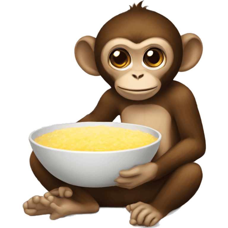 monkey with a bowl of fufu emoji