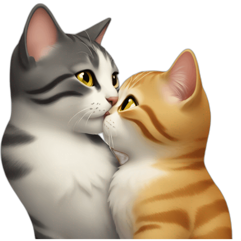 Cats kiss in love emoji