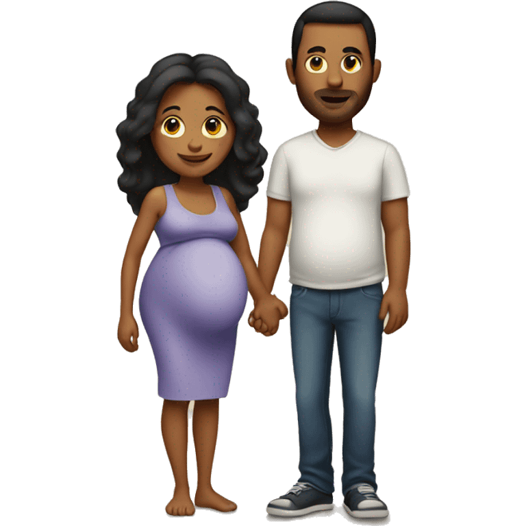 A pregnant woman with her husband  emoji