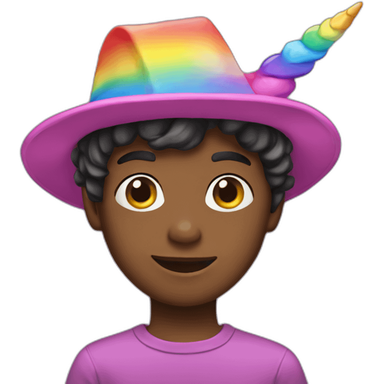 Posh-boy-with-rainbow-unicorn-hat emoji