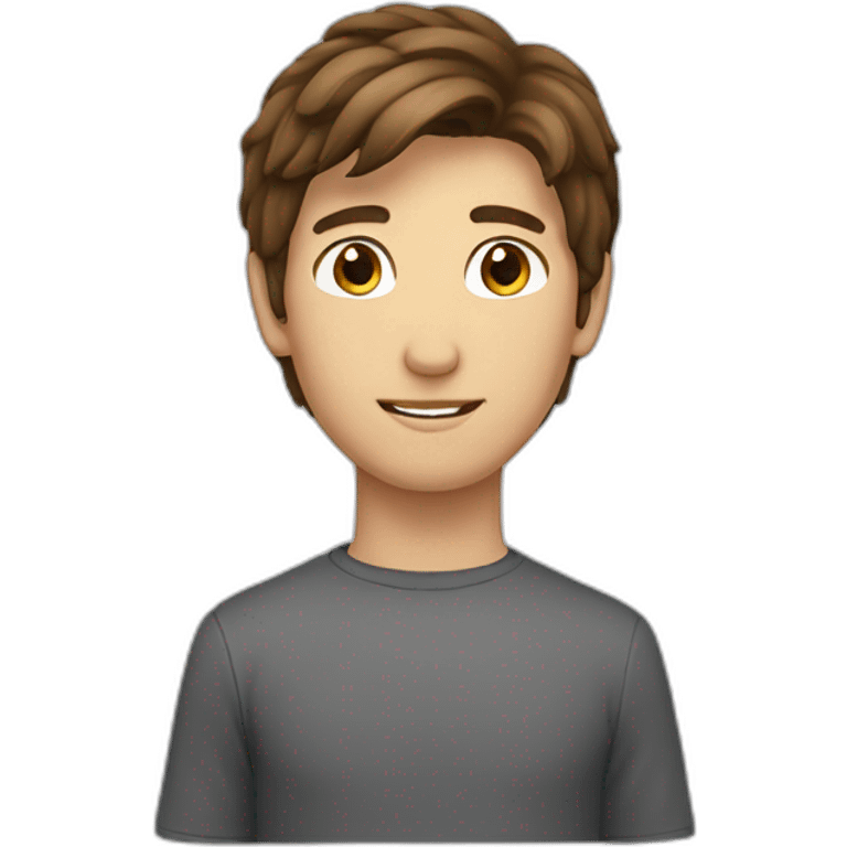 Brown hair long face male youth emoji