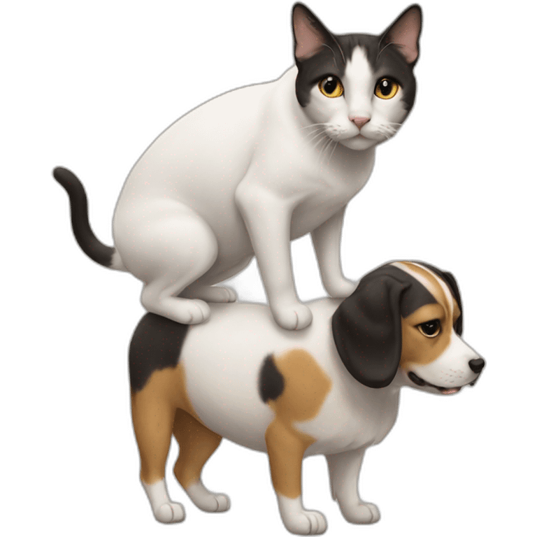 a cat on the back of a dog emoji